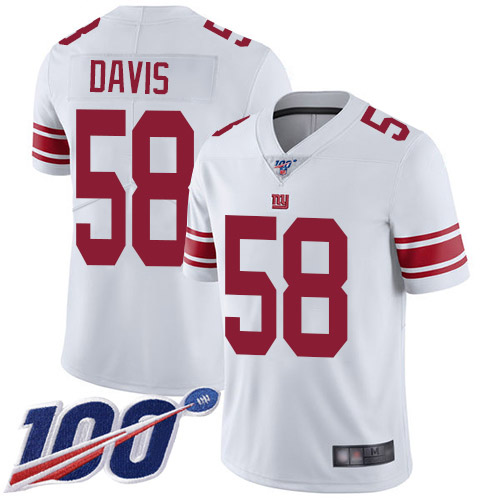 Men New York Giants #58 Tae Davis White Vapor Untouchable Limited Player 100th Season Football NFL Jersey->new york giants->NFL Jersey